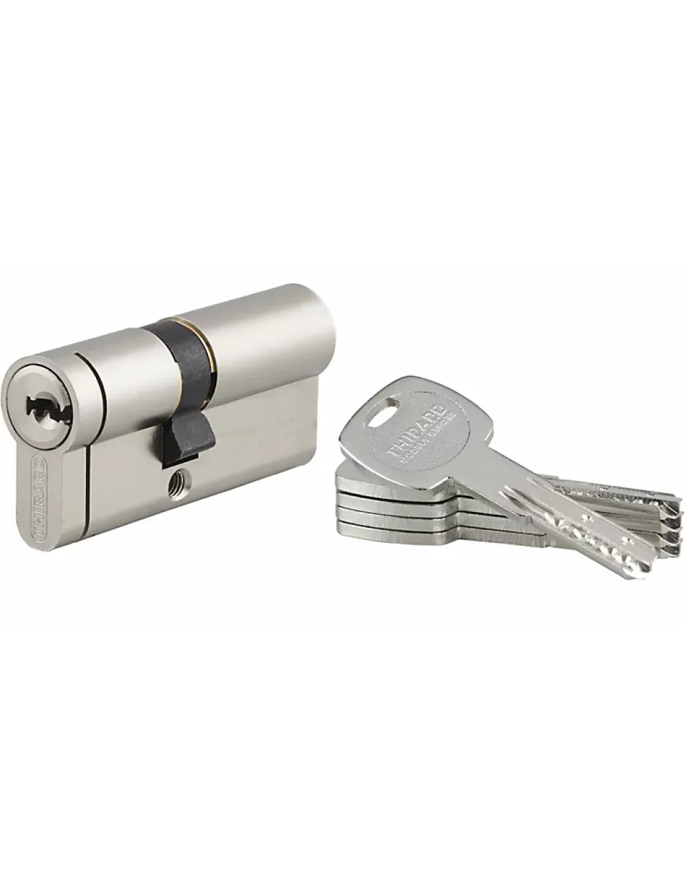 Thirard Cylindre de serrure double entrée Transit 2, 40x30mm, nickel, anti-perçage, anti-crochetage côté 30mm, 5 clés -