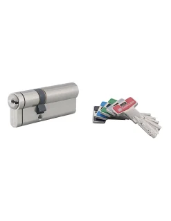 Thirard Cylindre de serrure double entrée T2, 30x50mm, nickel, anti-arrachement, anti-perçage, anti-crochetage, 5 clés -