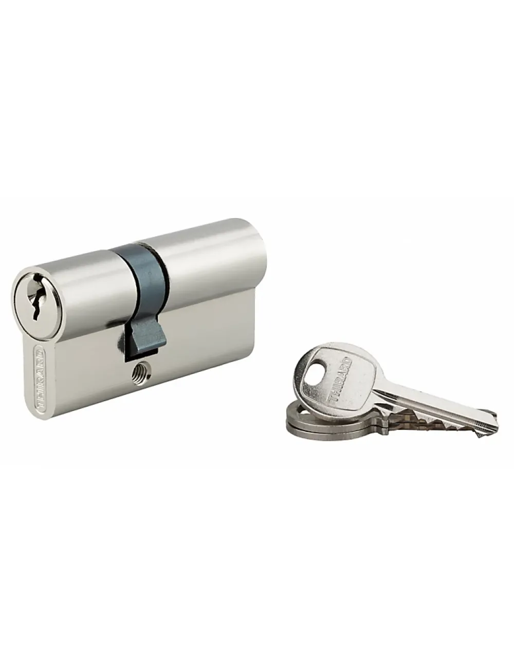 Thirard Cylindre de serrure double entrée SA, 25x40mm, anti-arrachement, nickel, 3 clés -