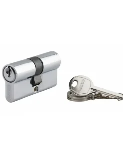 SP Cylindre de serrure double entrée, 30x30mm, aluminium, anti-arrachement, 3 clés, nickel -