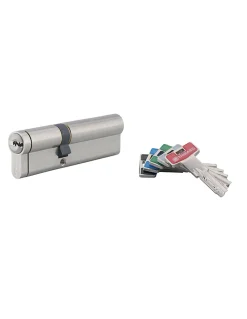 Thirard Cylindre de serrure double entrée T2, 40x60mm, nickel, anti-arrachement, anti-perçage, anti-crochetage, 5 clés -