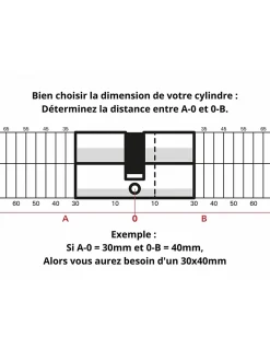 Thirard Cylindre De Serrure-Cylindre de serrure double entrée SA, 40x40mm, anti-arrachement, nickel, vis 40mm, 3 clés -