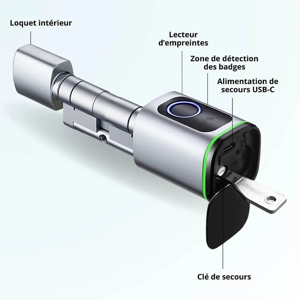 LOCKY Serrure Connectée-Cylindre électronique de serrure connecté -10 bio à empreinte digitale et badge rfid mifare