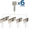 Bricard Cylindre De Serrure-4 cylindres débrayables 30x60/30x40/40x30/30x10 mm