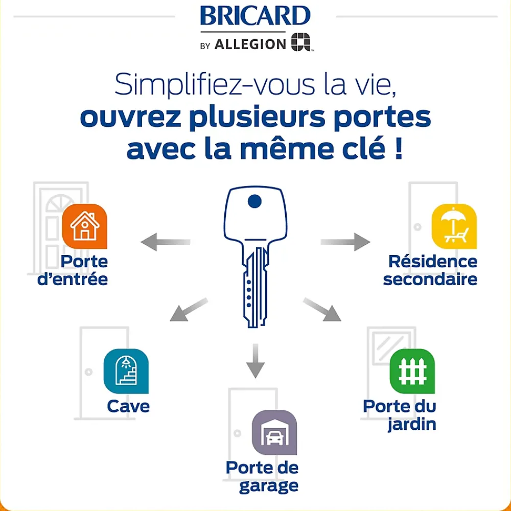 Bricard 2 Cylindres débrayables 30x30/30x10 mm avec 6 clés