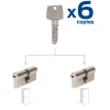 Bricard Cylindre De Serrure-2 cylindres débrayables 30x30/30x30 mm avec 6 clés