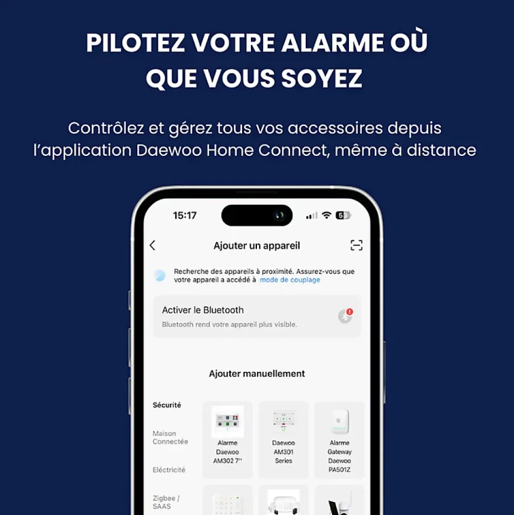 Daewoo Alarme Sans Fil-- Alarme maison sans fil avec écran tactile 7'' AM353 - 1 caméra extérieure autonome et 1 intérieure et 17 accessoires - Sa