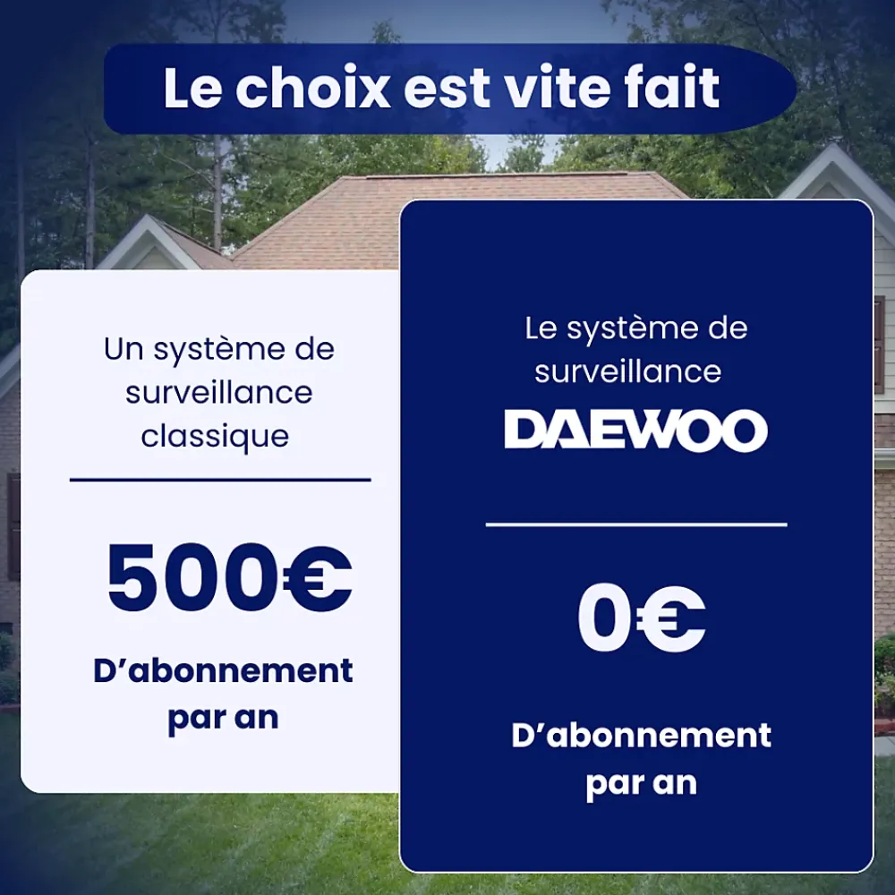 Daewoo Alarme Sans Fil-- Alarme maison sans fil avec écran tactile 7'' AM353 - 1 caméra extérieure autonome et 1 intérieure et 17 accessoires - Sa