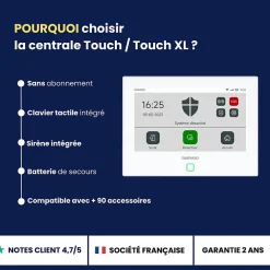 Daewoo Alarme Sans Fil-- Alarme maison sans fil avec écran tactile 7'' AM353 - 1 caméra extérieure autonome et 1 intérieure et 17 accessoires - Sa