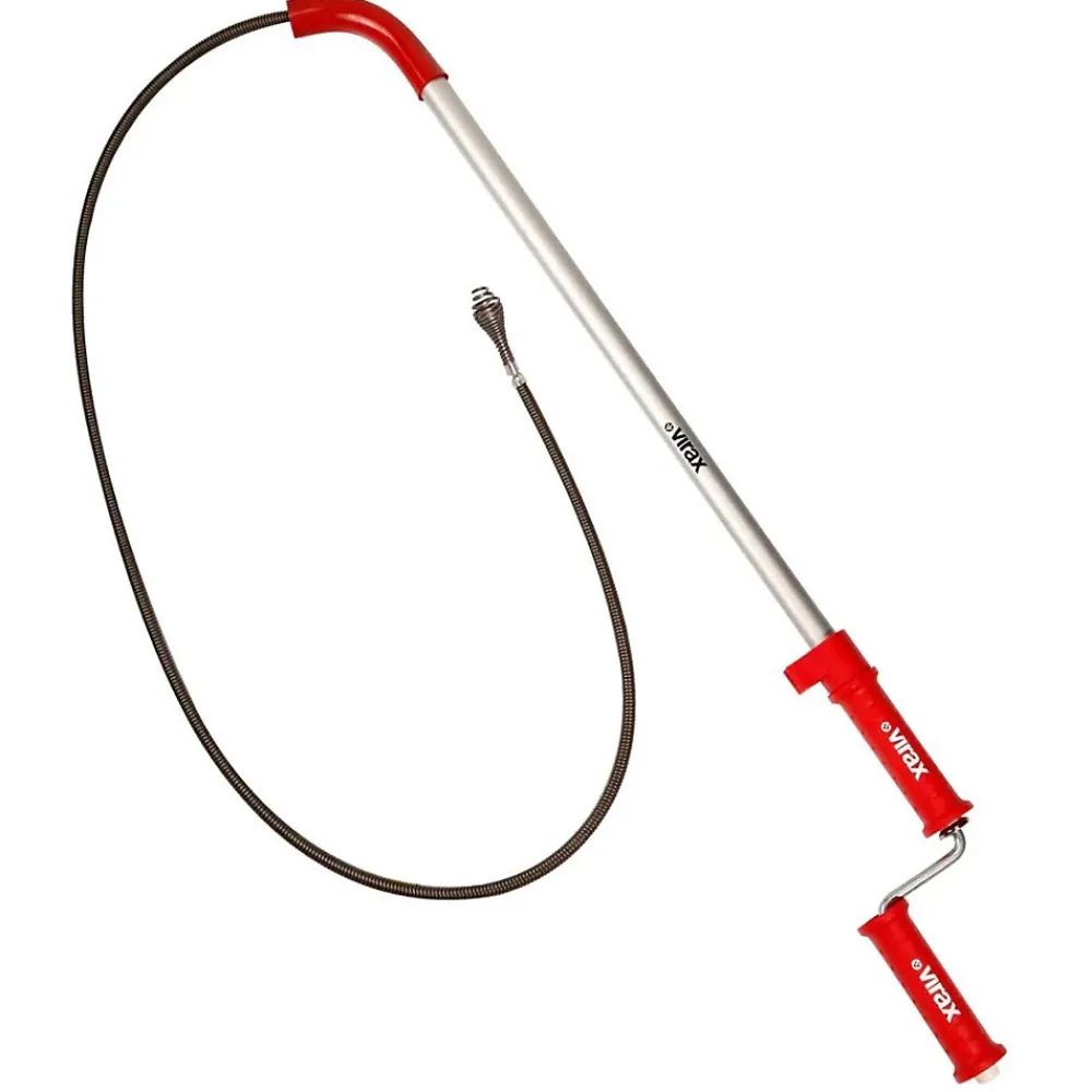 Virax Déboucheur Ventouse-Déboucheur canne WC 160 cm - tête vrille, double spire acier, poignée plastique