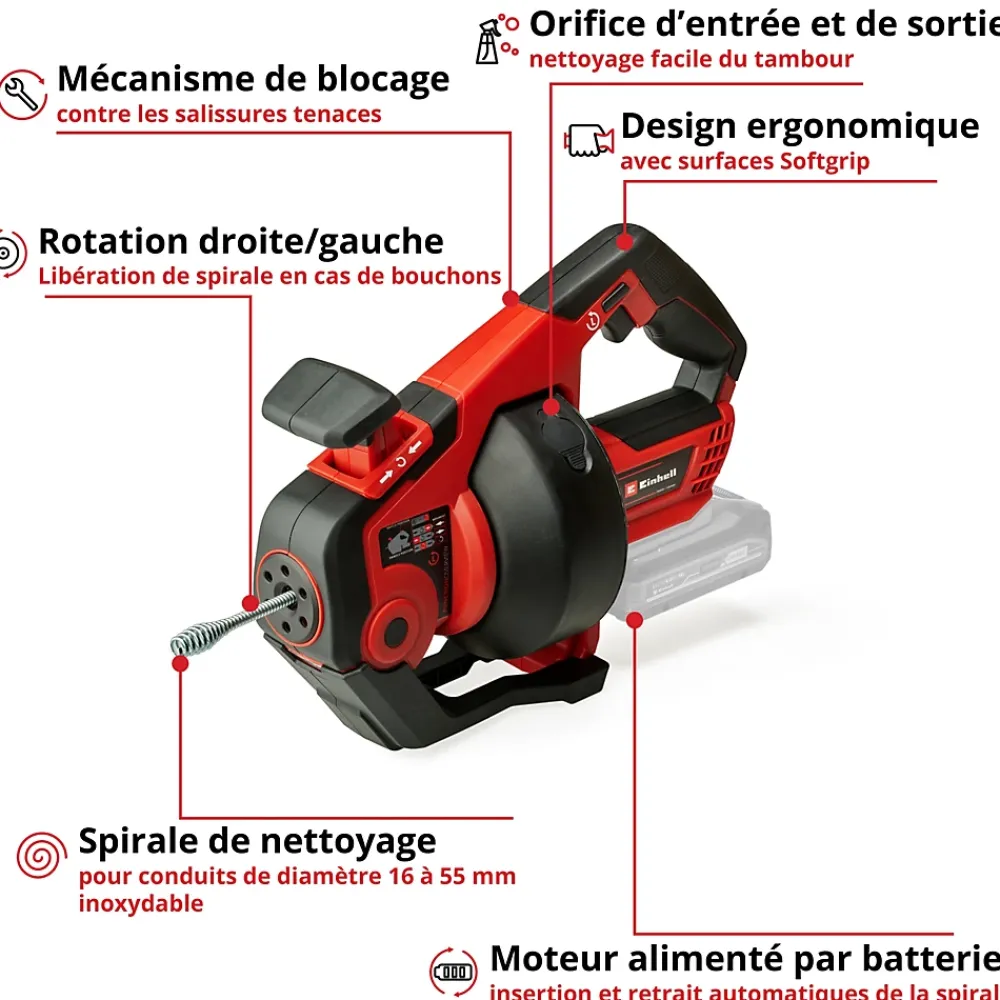 Einhell Furet Déboucheur-Déboucheur TE-DA 18/760 LI SOLO