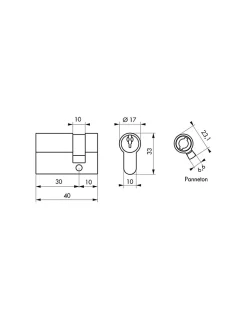 SP Cylindre De Serrure-Demi-cylindre de serrure Ecopro, 30x10mm, anti-arrachement, 3 clés, nickel -