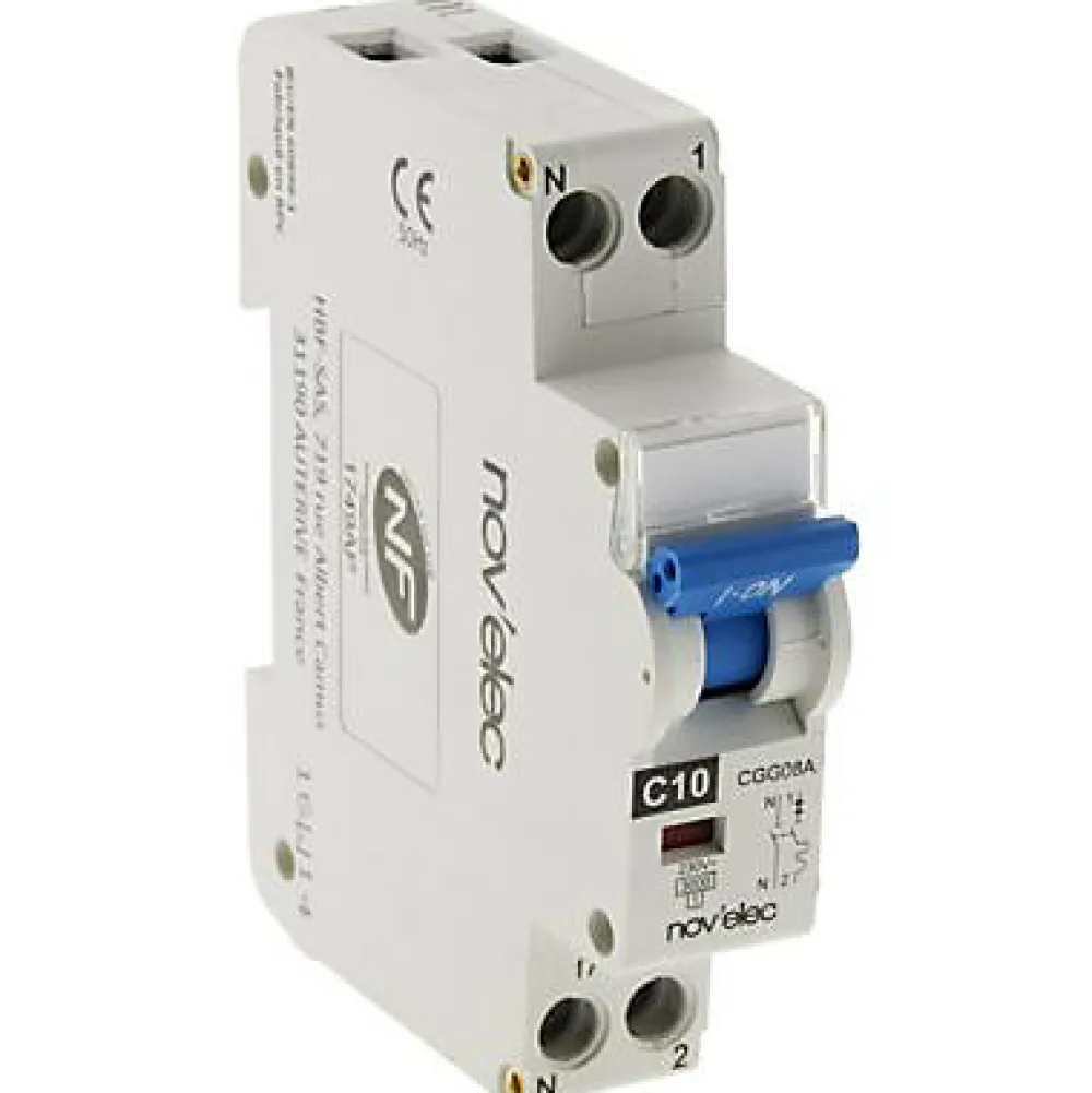 Novelec Disjoncteur 10A Nov'Elec Resi9 230 V 2 pôles