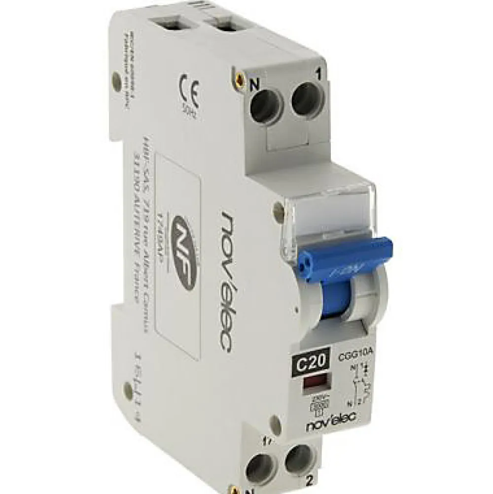 Novelec Disjoncteur 20A Nov'Elec Resi9 230 V 2 pôles