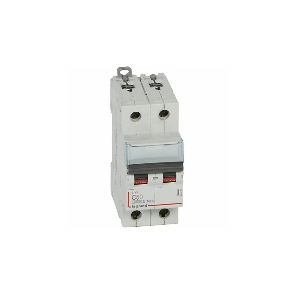 Legrand 407789 Disjoncteur Bipolaire 50a - 2p Courbe C - 6/10ka - à Vis - Dx3