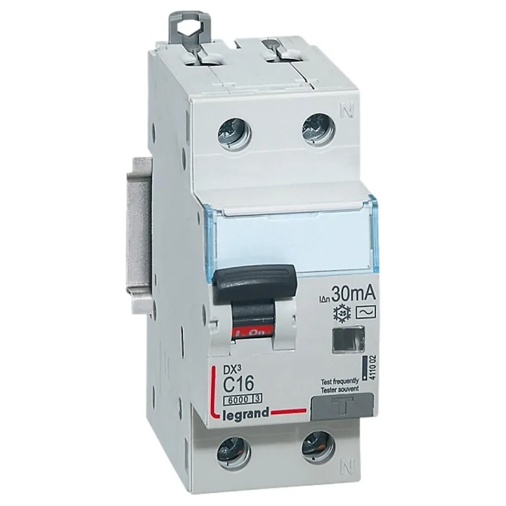 Legrand Interrupteur Et Disjoncteur Différentiel-411002 Disjoncteur Différentiel 16a - 30ma - Type Ac - 1p+n - 2 Modules - Neutre à Droite - Auxiliarisable -