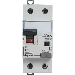 Legrand 411000 Disjoncteur Différentiel 10a - 30ma - Type Ac - 1p+n - 2 Modules - Neutre à Droite - Auxiliarisable -