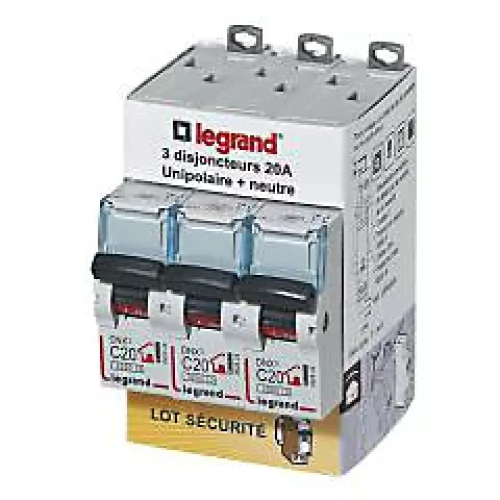 Legrand Disjoncteur DNX3 unipolaire + neutre 20A vendu par 3 pièces
