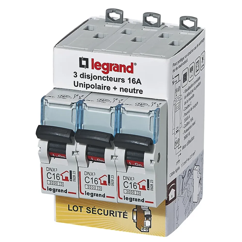 Legrand Disjoncteur Et Coupe-Circuit-Disjoncteur DNX3 unipolaire + neutre 16A vendu par 3 pièces