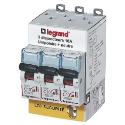 Legrand Disjoncteur DNX3 unipolaire + neutre 10A vendu par 3 pièces