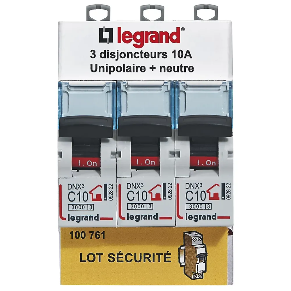 Legrand Disjoncteur DNX3 unipolaire + neutre 10A vendu par 3 pièces