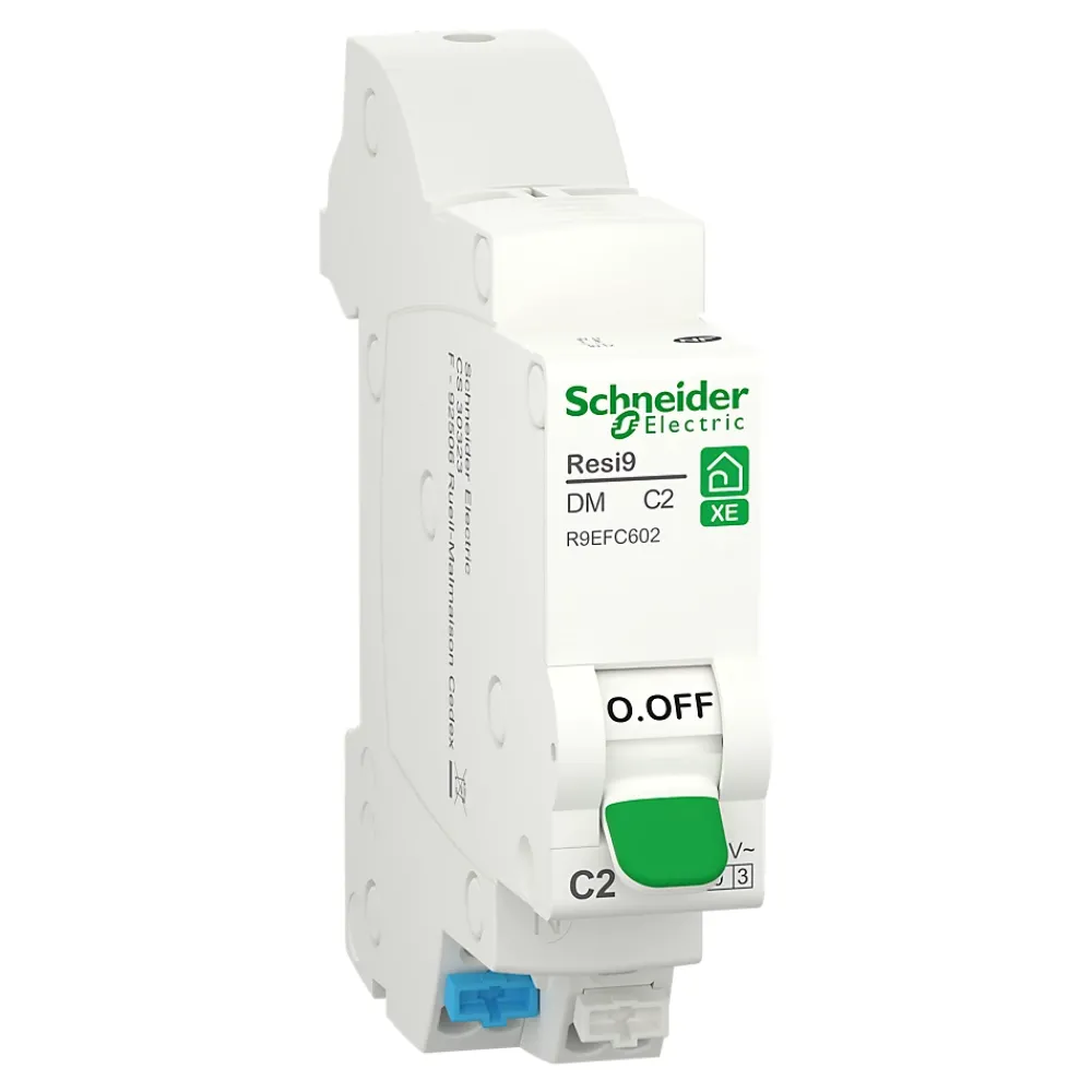 Schneider Electric Disjoncteur embrochable courbe C phase + neutre 2A Resi9 XE