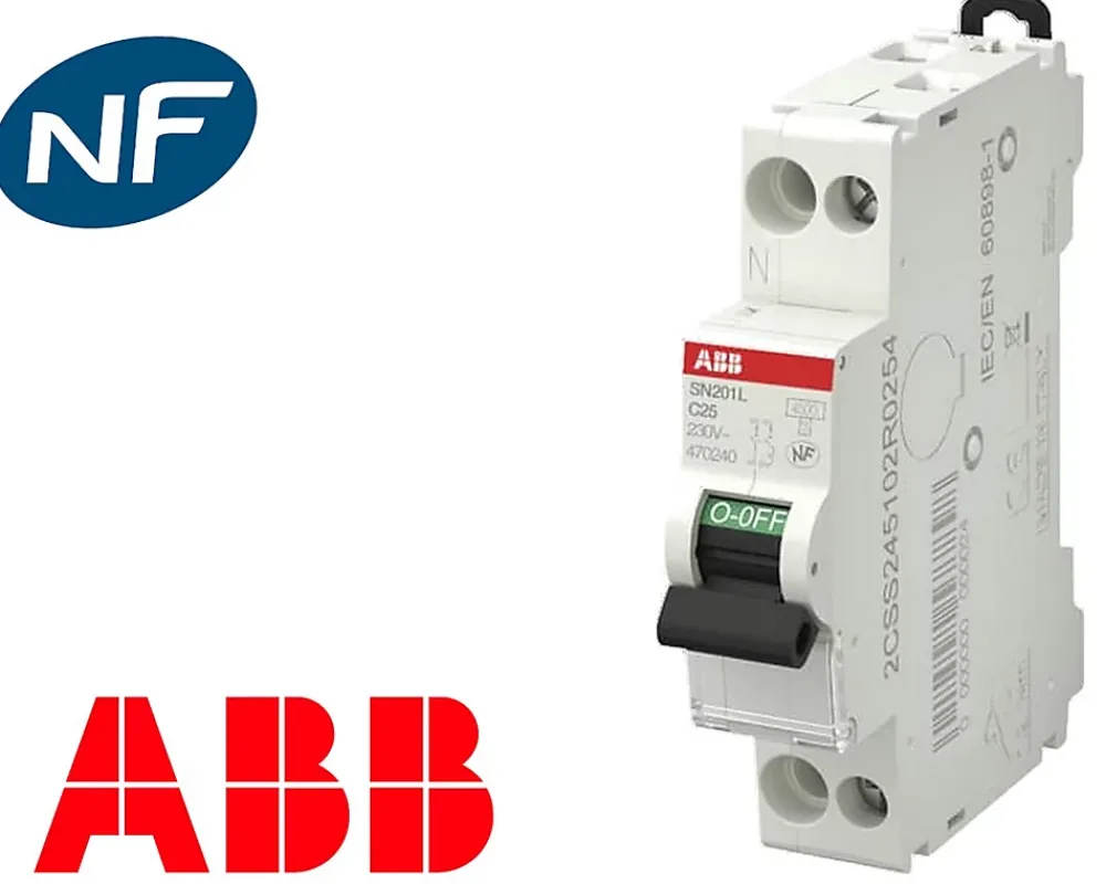 ABB Disjoncteur modulaire phase neutre 25A 4.5kA à vis