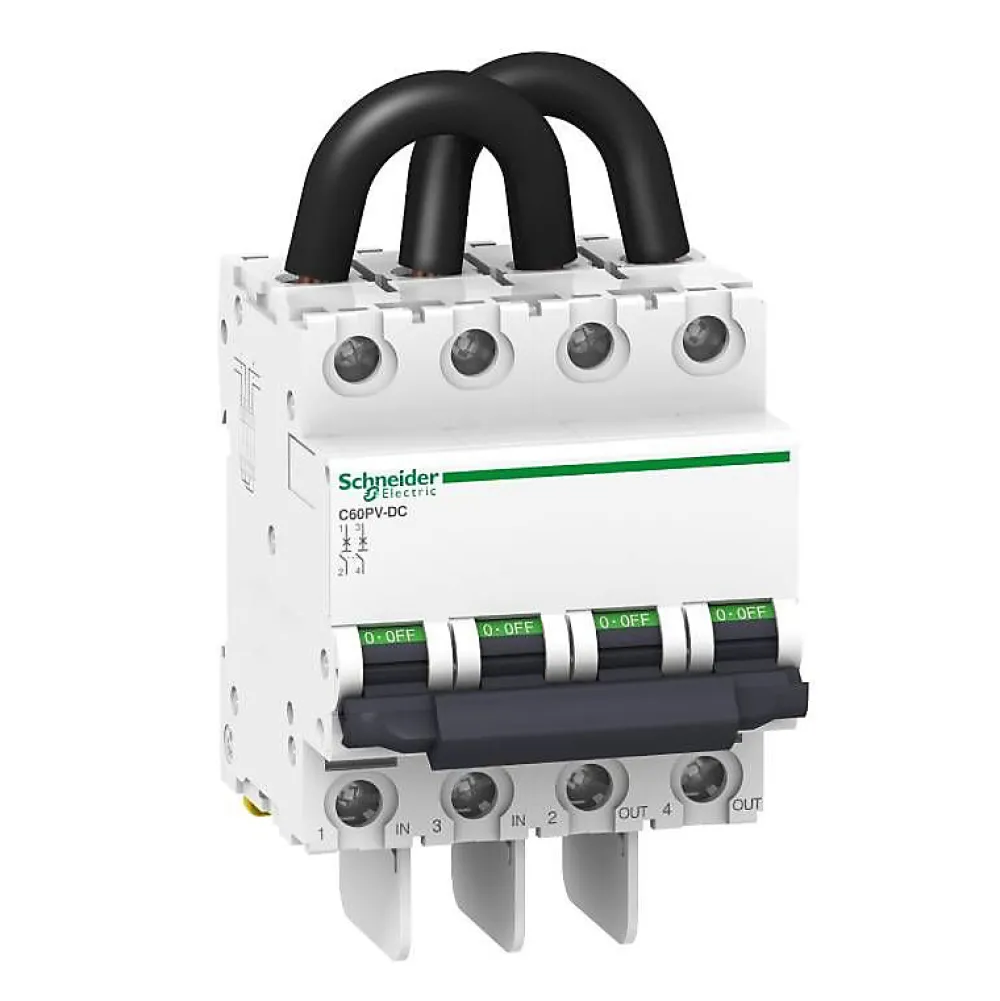 Schneider Electric Disjoncteur photovoltaïque C60PV-DC - 5A - 800VDC - 2P - Courbe C - Peignable