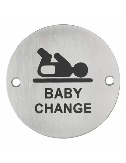 Thirard Disque de signalisation Espace Bébé , à visser, inox brossé, marquage noir, diamètre 76mm -