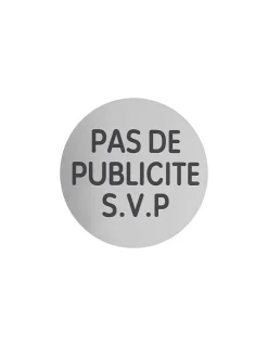 Thirard Disque de signalisation Pas de publicité, alunimium adhésif, diamètre 80mm -