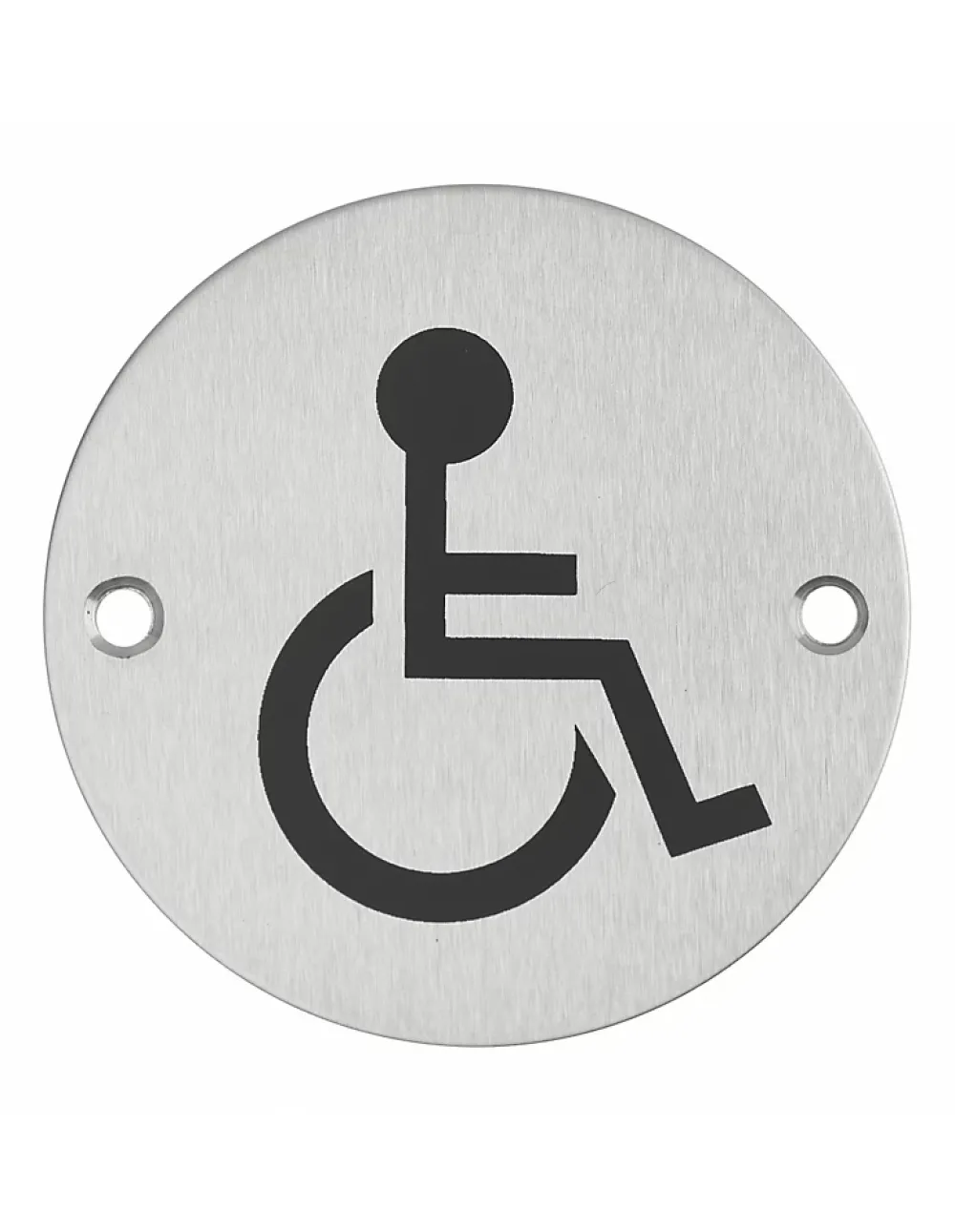 Thirard Disque de signalisation WC Handicapé , à visser, inox brossé, marquage noir, diamètre 76mm -