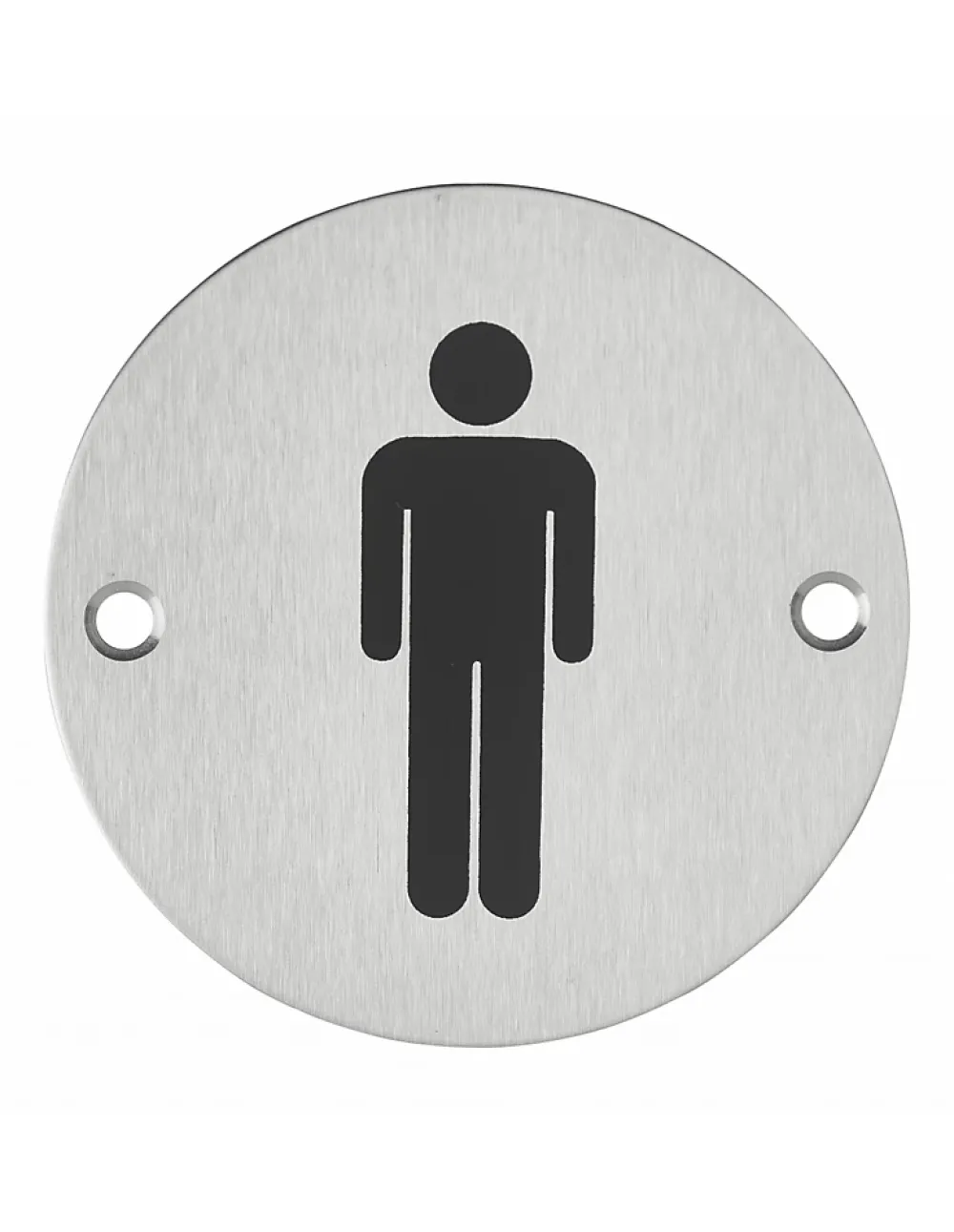 Thirard Disque de signalisation WC Homme , à visser, inox brossé, marquage noir, diamètre 76mm -