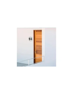 Thirard Panneau De Signalisation-Disque de signalisation WC Mixte , à visser, inox brossé, marquage noir, diamètre 76mm -