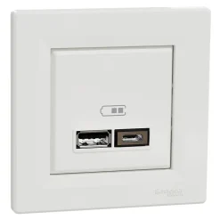 Schneider Electric Double chargeur usb A + C complet Asfora blanc