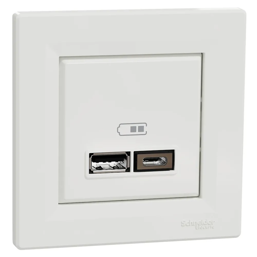 Schneider Electric Double chargeur usb A + C complet Asfora blanc