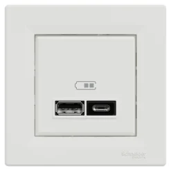Schneider Electric Double chargeur usb A + C complet Asfora blanc
