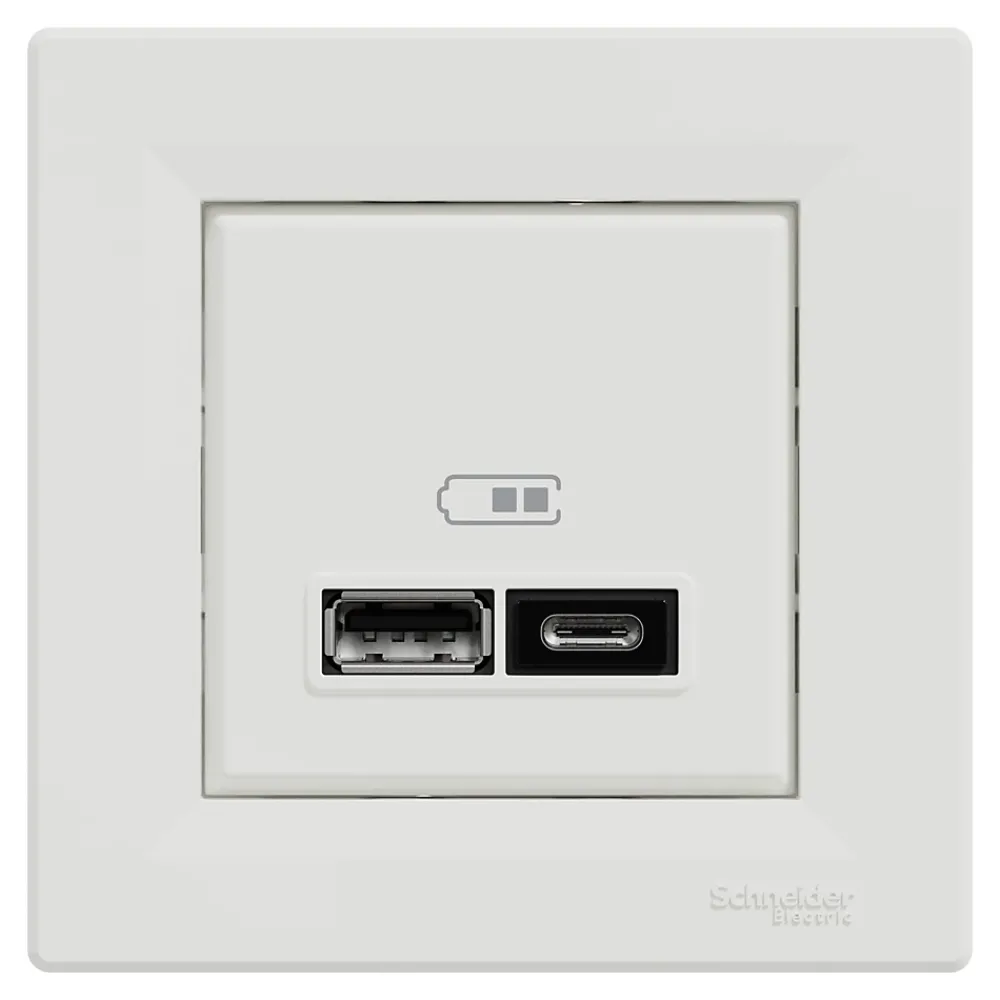Schneider Electric Double chargeur usb A + C complet Asfora blanc