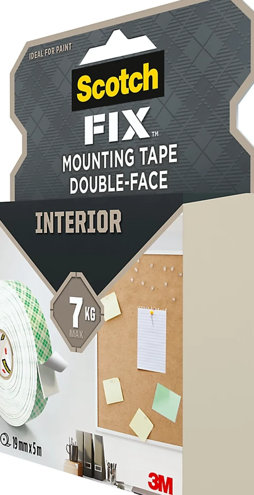 Scotch Double face intérieur 3M 19 mm x 5 m blanc, 7 kg