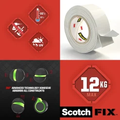 Scotch Double face intérieur 3M 19 mm x 1.5 m blanc, 12 kg