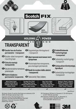 3M Ruban Adhésif-Double face intérieur Scotch Extrême 19 mm x 1.5 m transparent, 7 kg