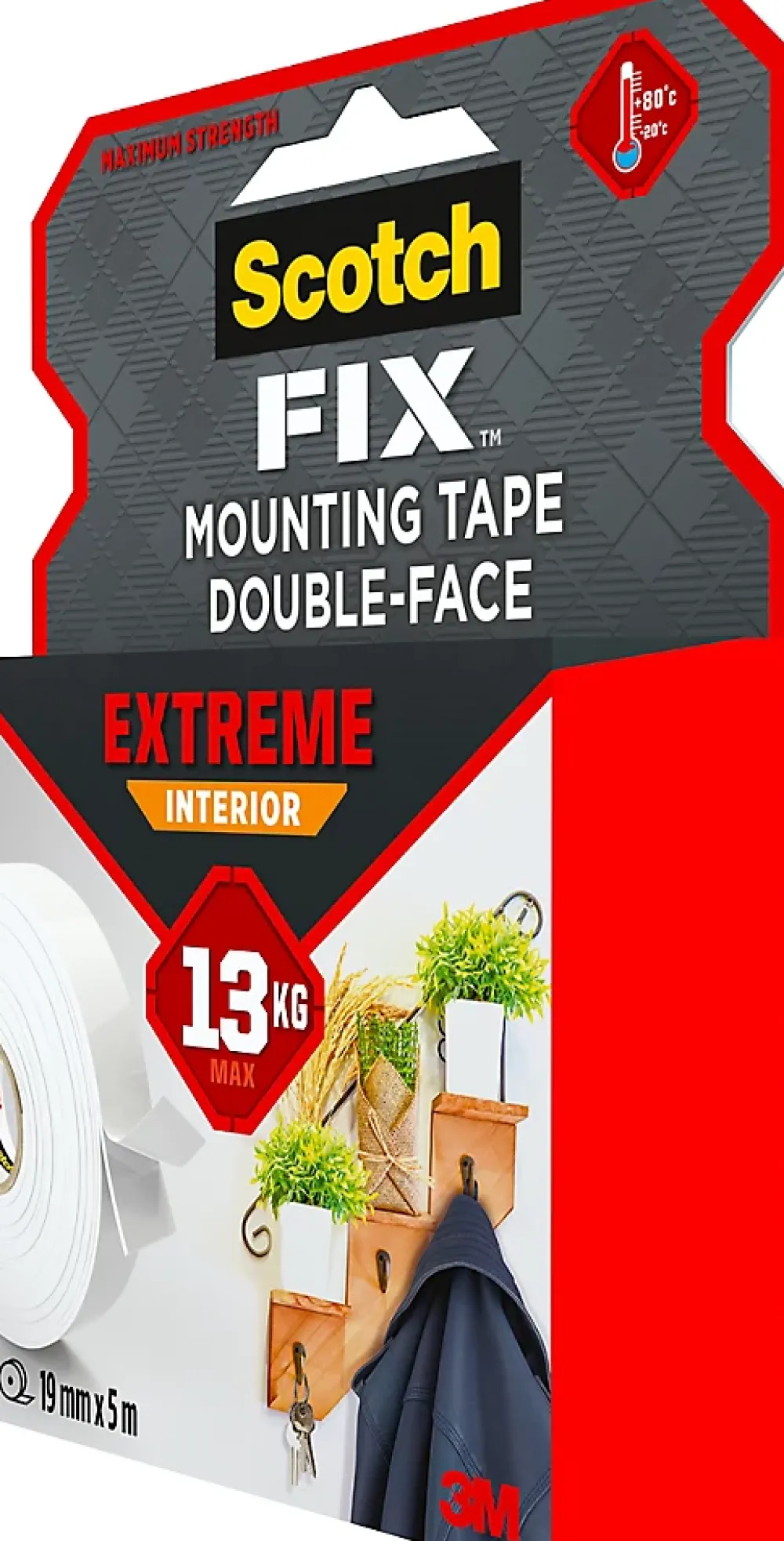 Scotch Double face intérieur Extrême 19 mm x 5 m blanc, 13 kg