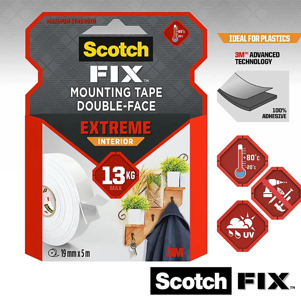 Scotch Double face intérieur Extrême 19 mm x 5 m blanc, 13 kg