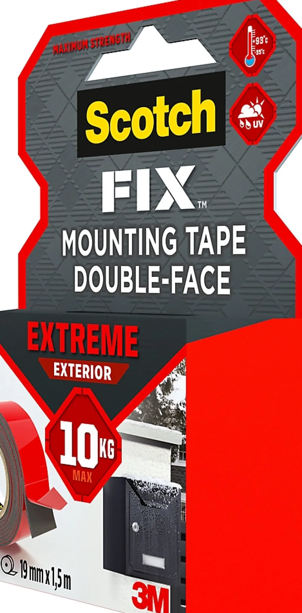 Scotch Double face intérieur Extrême 19 mm x 1.5 m noir, 10 kg