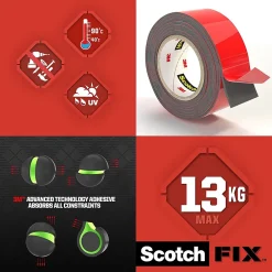 Scotch Double face 3M Extrême 19 mm x 3 m transparent, 10 kg