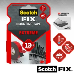Scotch Double face 3M Extrême 19 mm x 3 m transparent, 10 kg