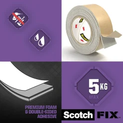 Scotch Double face miroir 3M 19 mm x 1.5 m blanc, 5 kg