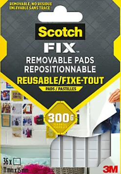 3M Ruban Adhésif-Double face repositionnable 11 x 15 mm blanc, 36 carrés 300 g