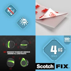 Scotch Ruban Adhésif-Double face Extrême 76 mm x 25 mm transparent, 8 pièces 4 kg