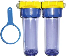 Polar Double filtre 3/4'' BYPASS anti-calcaire avec équerre et cartouche - - FD34CBP