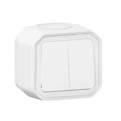 Legrand Double interrupteur Plexo blanc en saillie